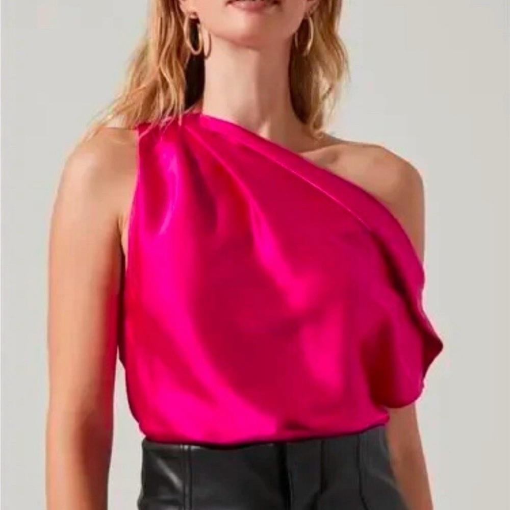 Pink Asymmetrical Sleeveless Blouse
